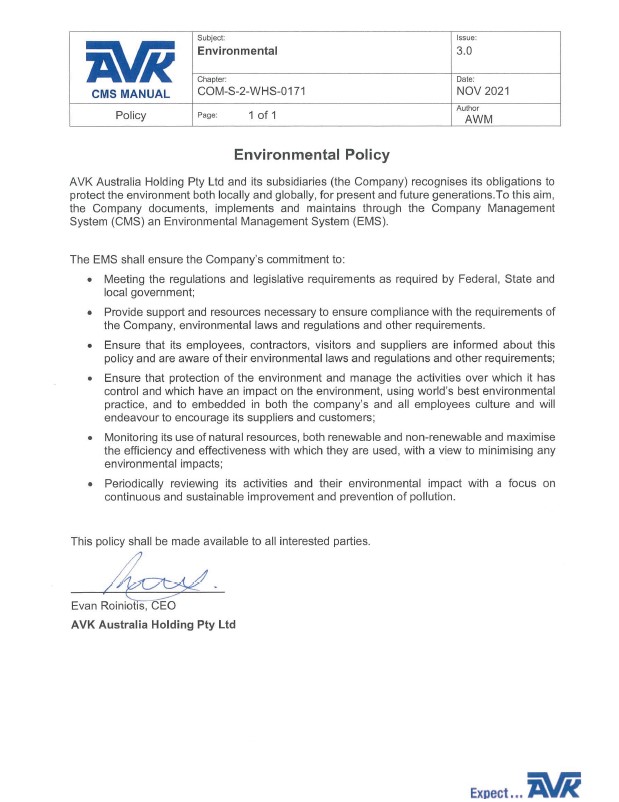 Environmental Policy Quality Statement