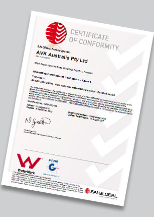 Watermark Certificate AS/NZs 2638.2:2011 Gate Valves For Waterworks